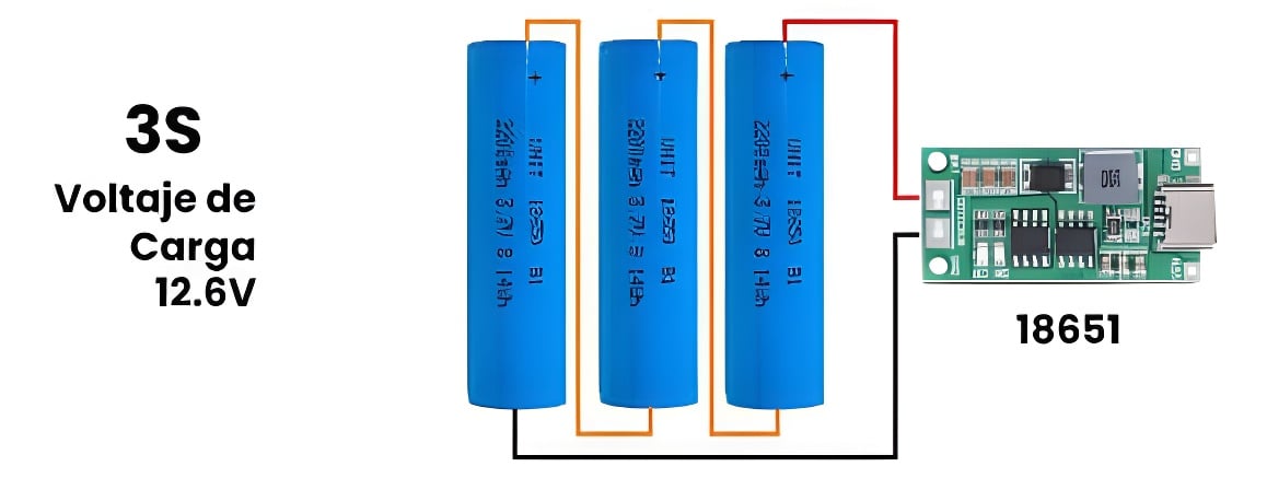 MÓDULO DE CARGA 12.6V 2A TIPO C (3S) - Imagen 3
