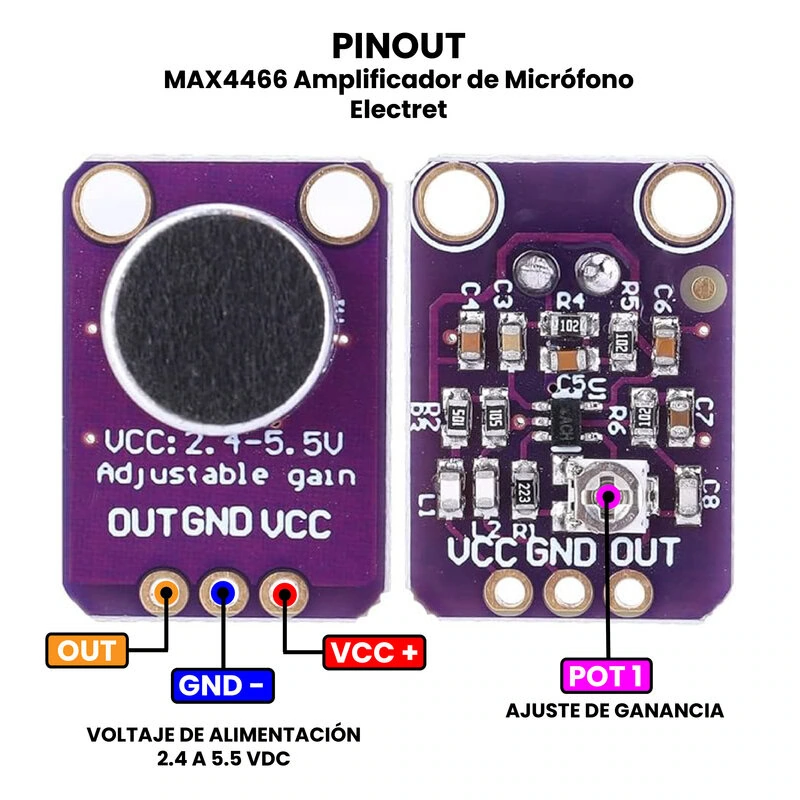MAX4466 AMPLIFICADOR DE MICROFONO ELECTRET - Imagen 2