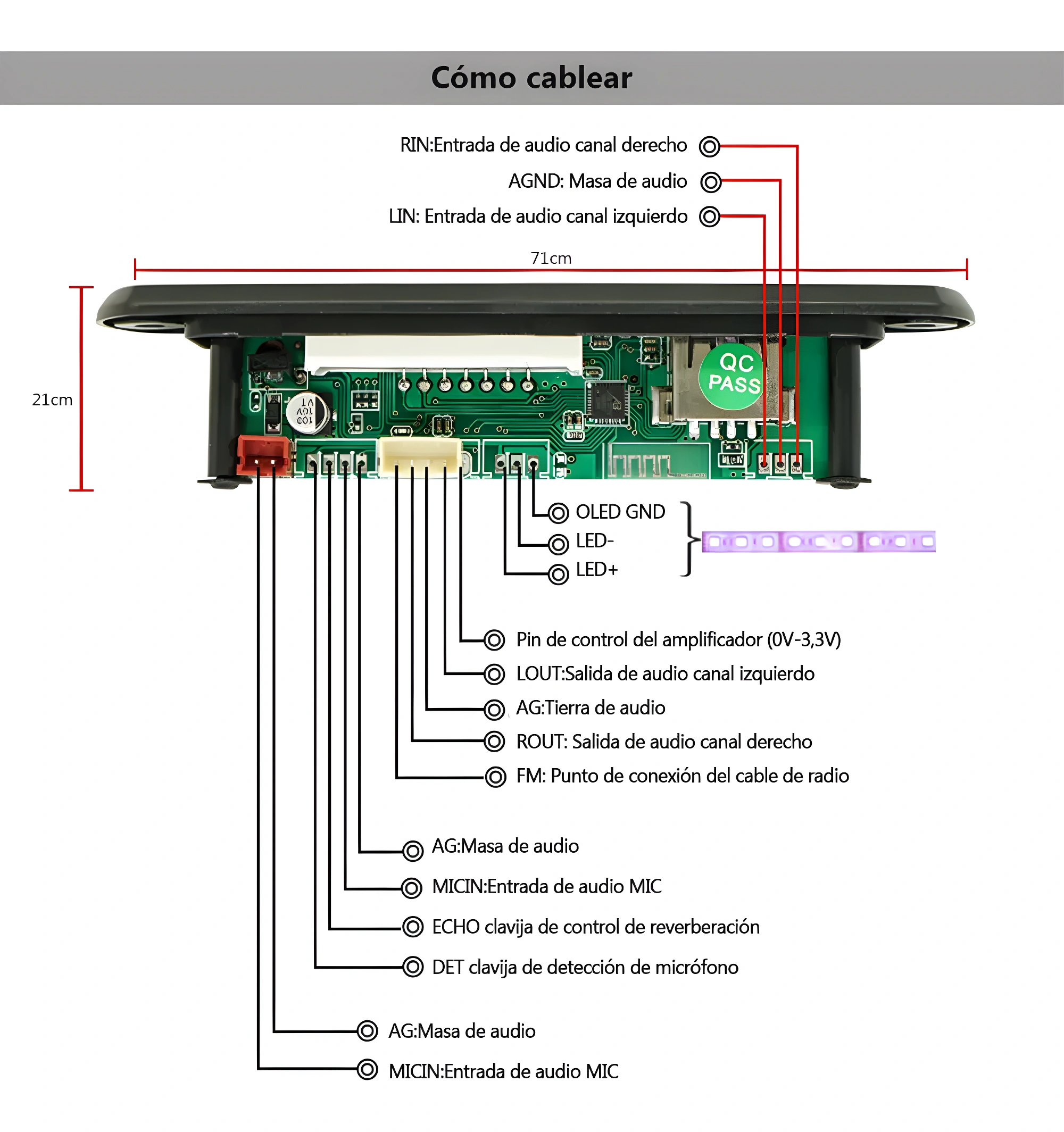 MÓDULO REPRODUCTOR BLUETOOTH USB TF FM 12V - Imagen 3