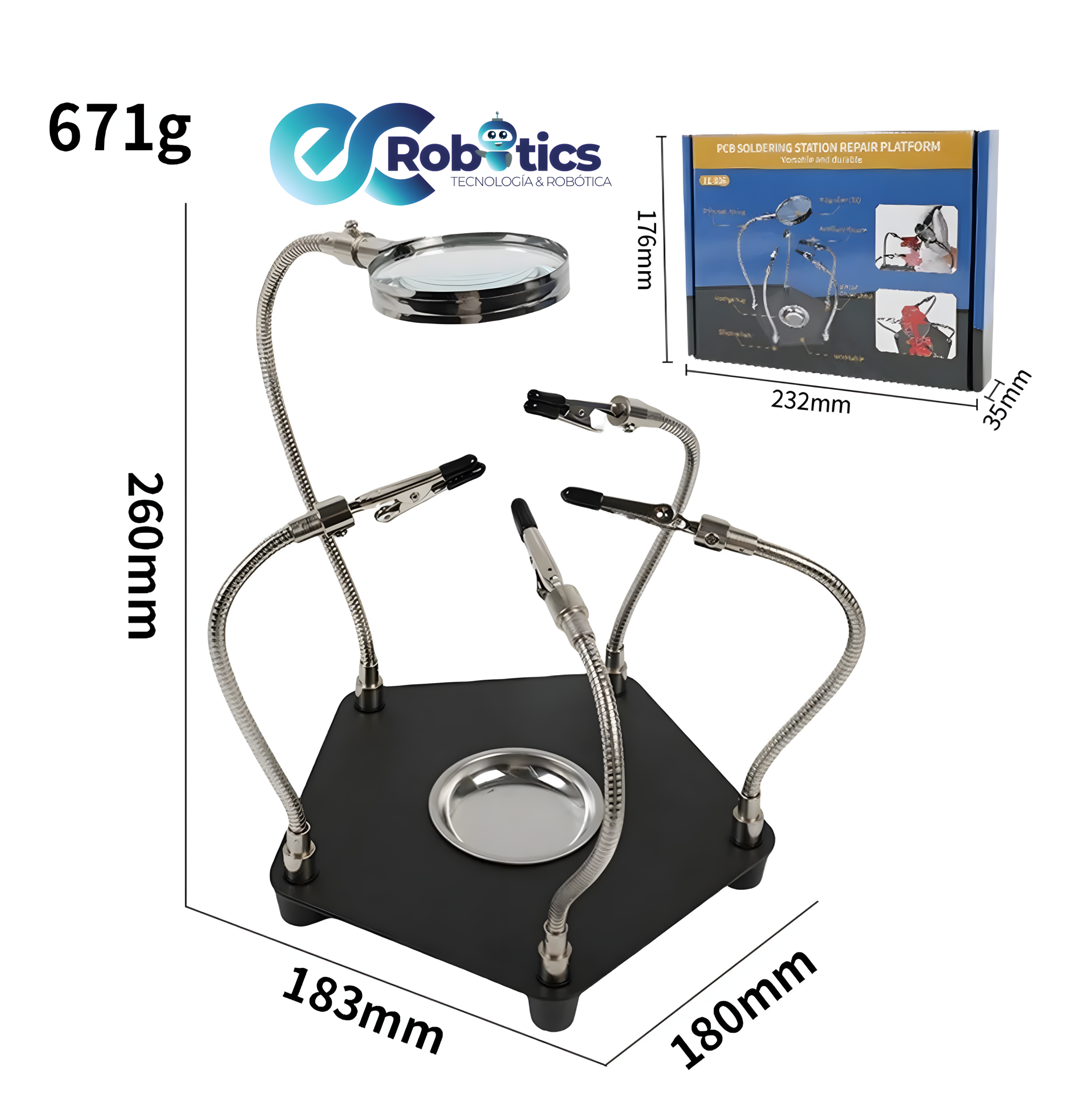 SOPORTE TERCERA MANO CON LUPA TE-806 - Imagen 2